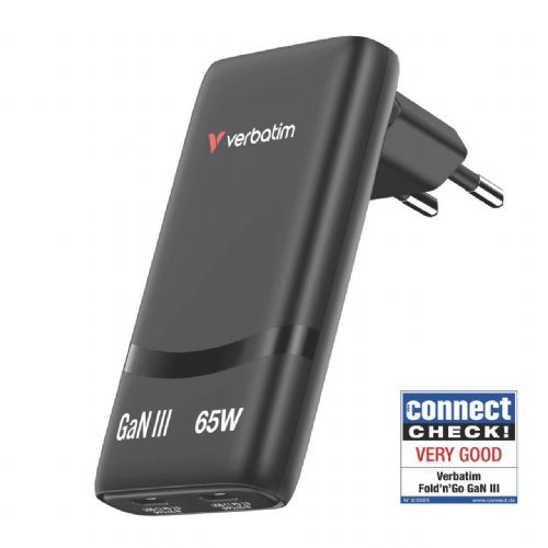 VERBATIM Caricatore GaN "Fold 'n' Go 65W 2-Port EU Plug - Nero 32354
T.-Code: 85044095 EAN Code 0023942323549